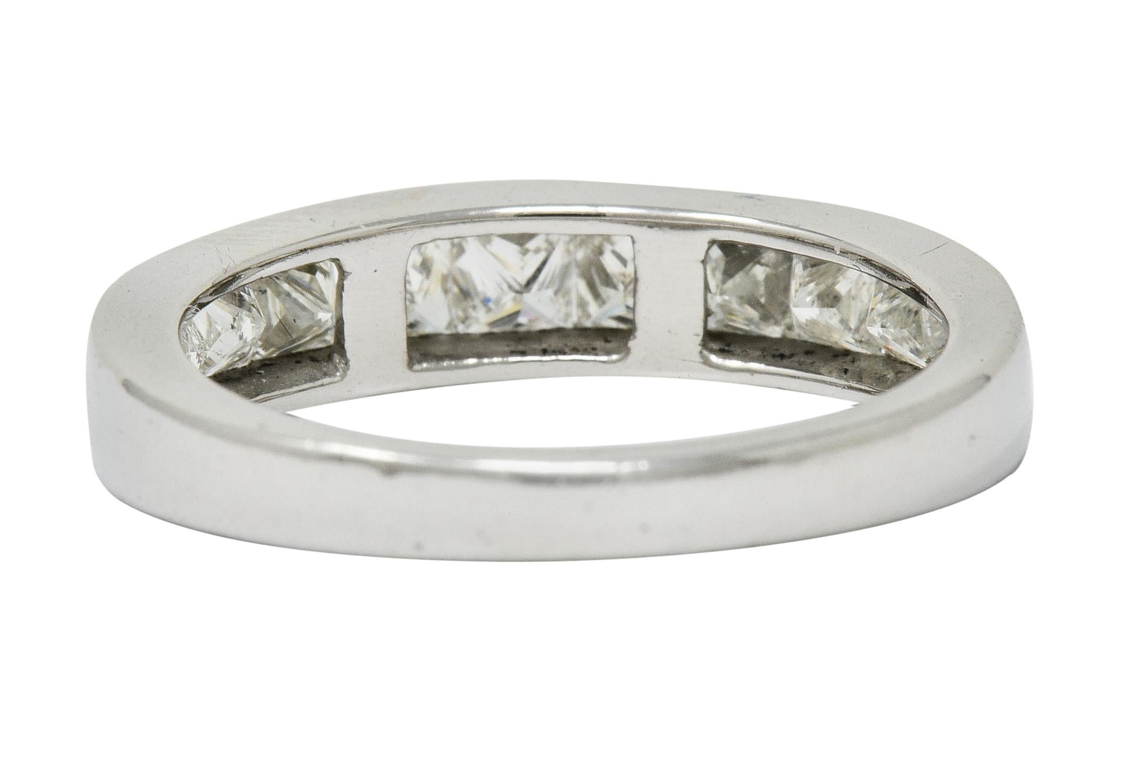 Women's or Men's Contemporary 1.00 Carat Princess Cut Diamond Platinum Channel Band Ring