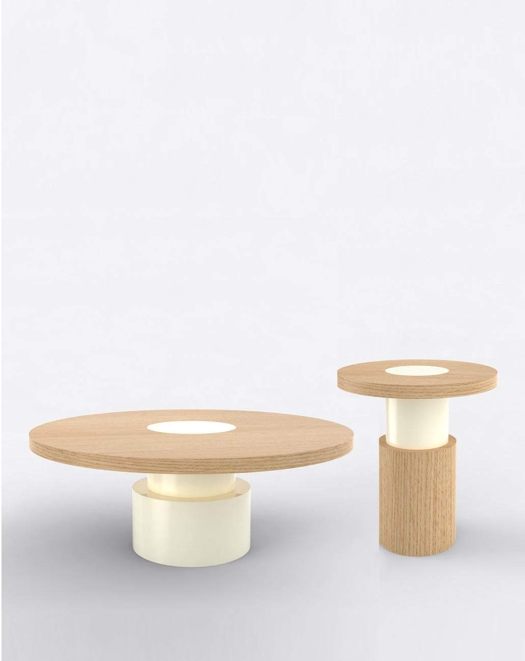 Post-Modern Contemporary 100 Coffee Table in Oak and White by Orphan Work For Sale