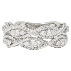 Contemporary 1.00 CTW Diamond 14 Karat White Gold Rope Band Ring (bague à cordon en or blanc 14 carats)