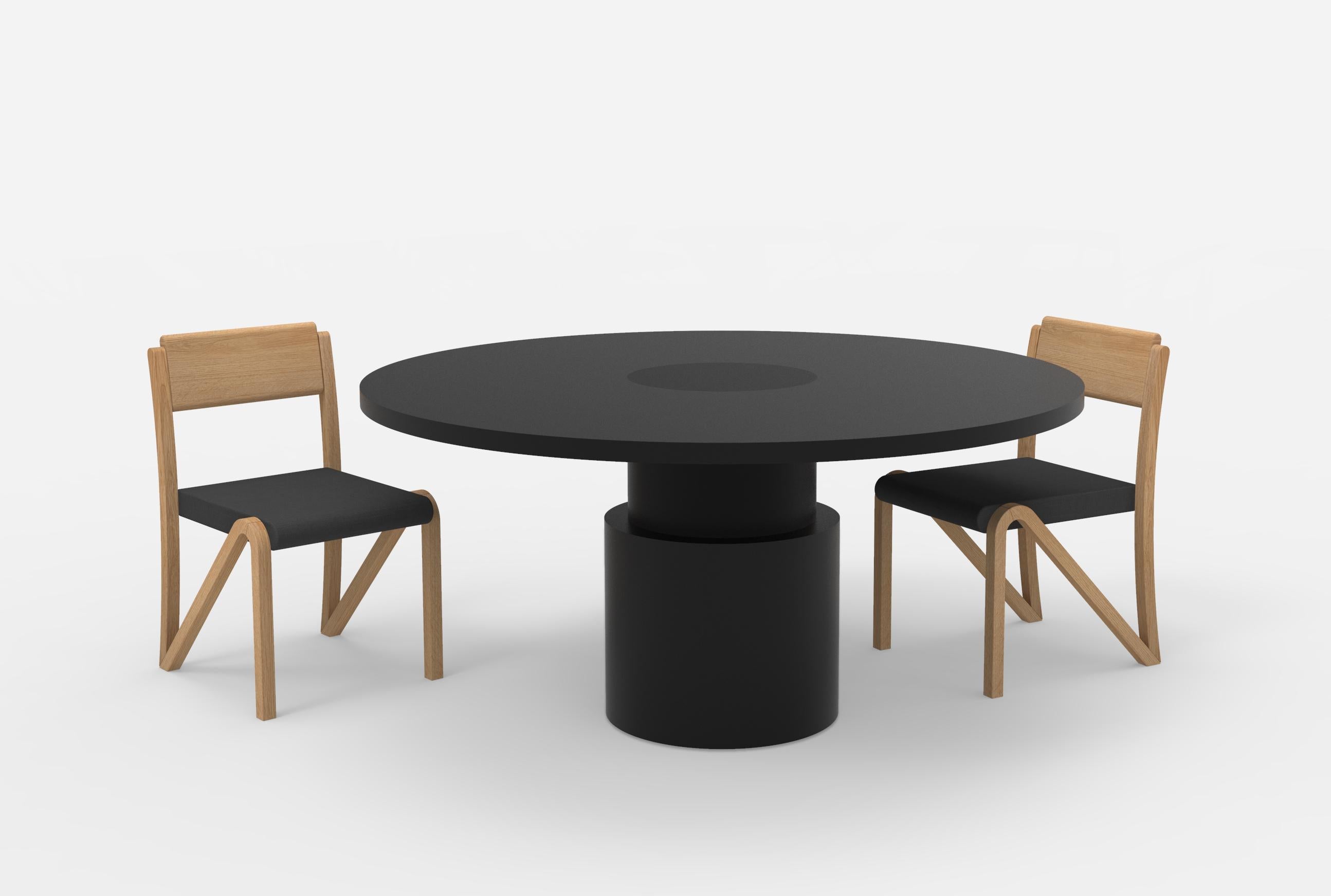 Post-Modern Contemporary 100 Dining Table in Blackened Oak by Orphan Work, 2020 For Sale