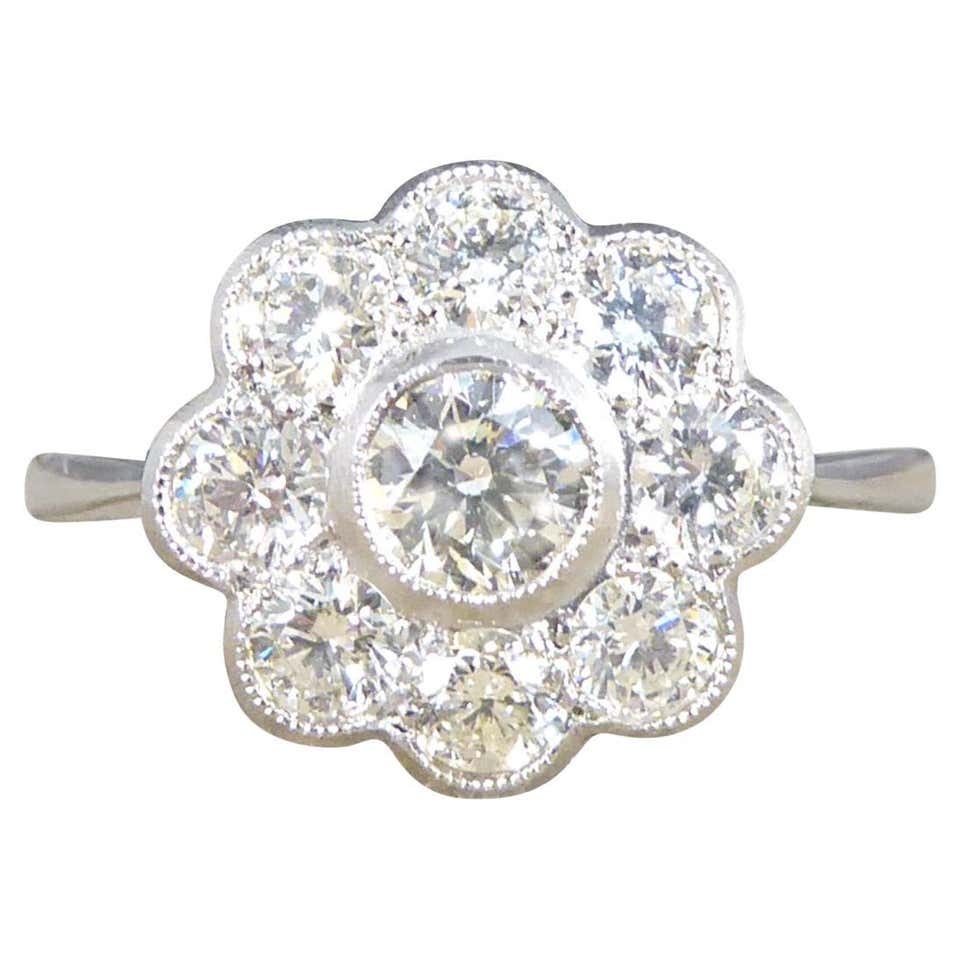 Daisy Rig French Diamond Platinum Daisy Ring For Sale at 1stDibs | daisy ring ...