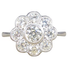 Contemporary 1.00ct Brilliant Cut Diamond Set Daisy Cluster Ring in Platinum