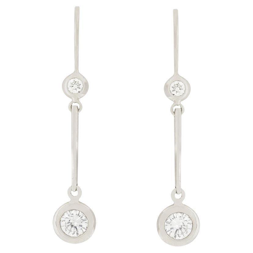 Contemporary 1.00ct Diamond Drop Earrings