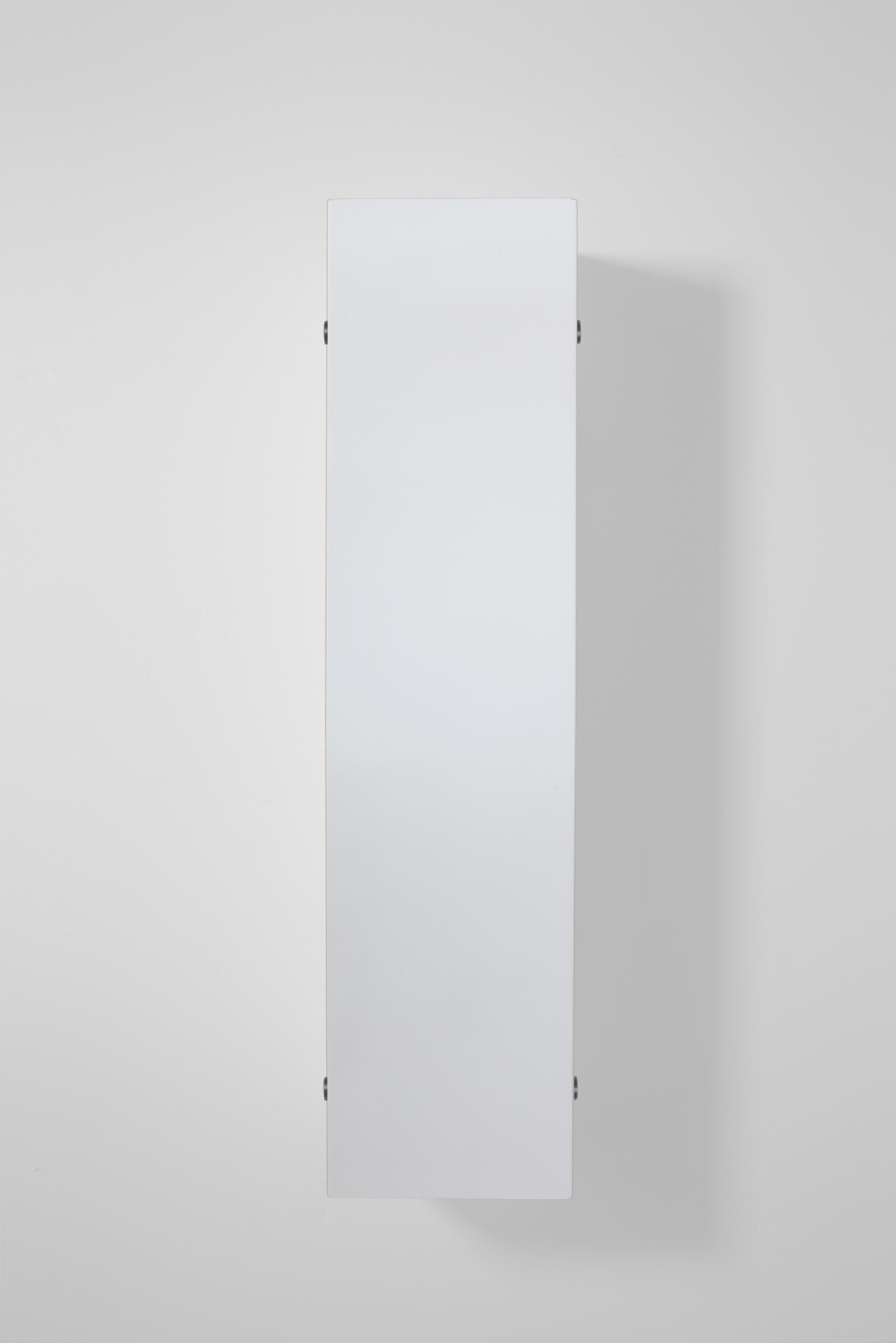 Orphan Work 100PR Sconce
Shown in primed wood with blackened brass. 
Prepped for paint, plaster or wallpaper application. 
Available in white primer with brushed brass or blackened.
Measures: 19” H x 4 3/4