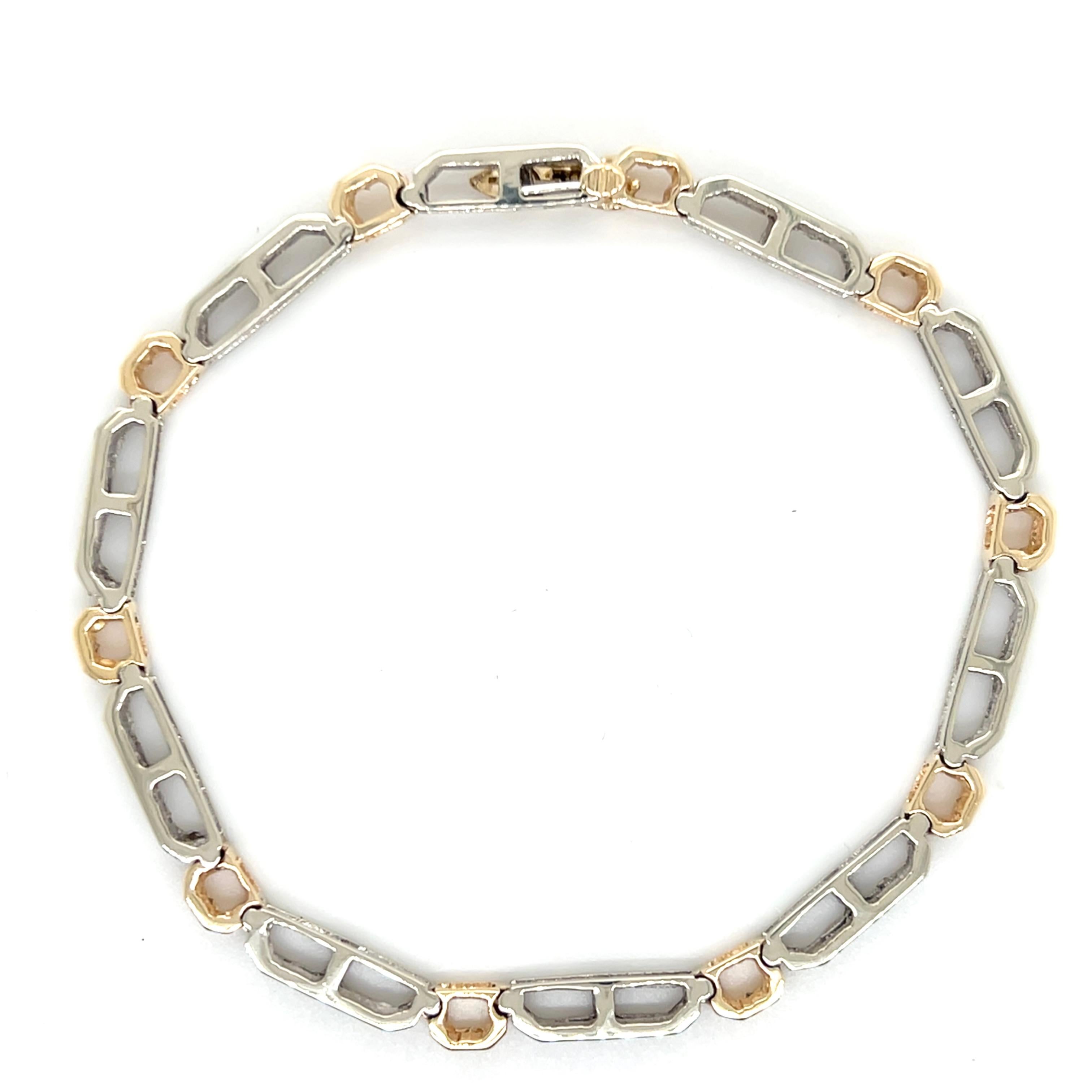 Bracelet contemporain en or bicolore 14k et diamant 1.00tcw 1990 4
