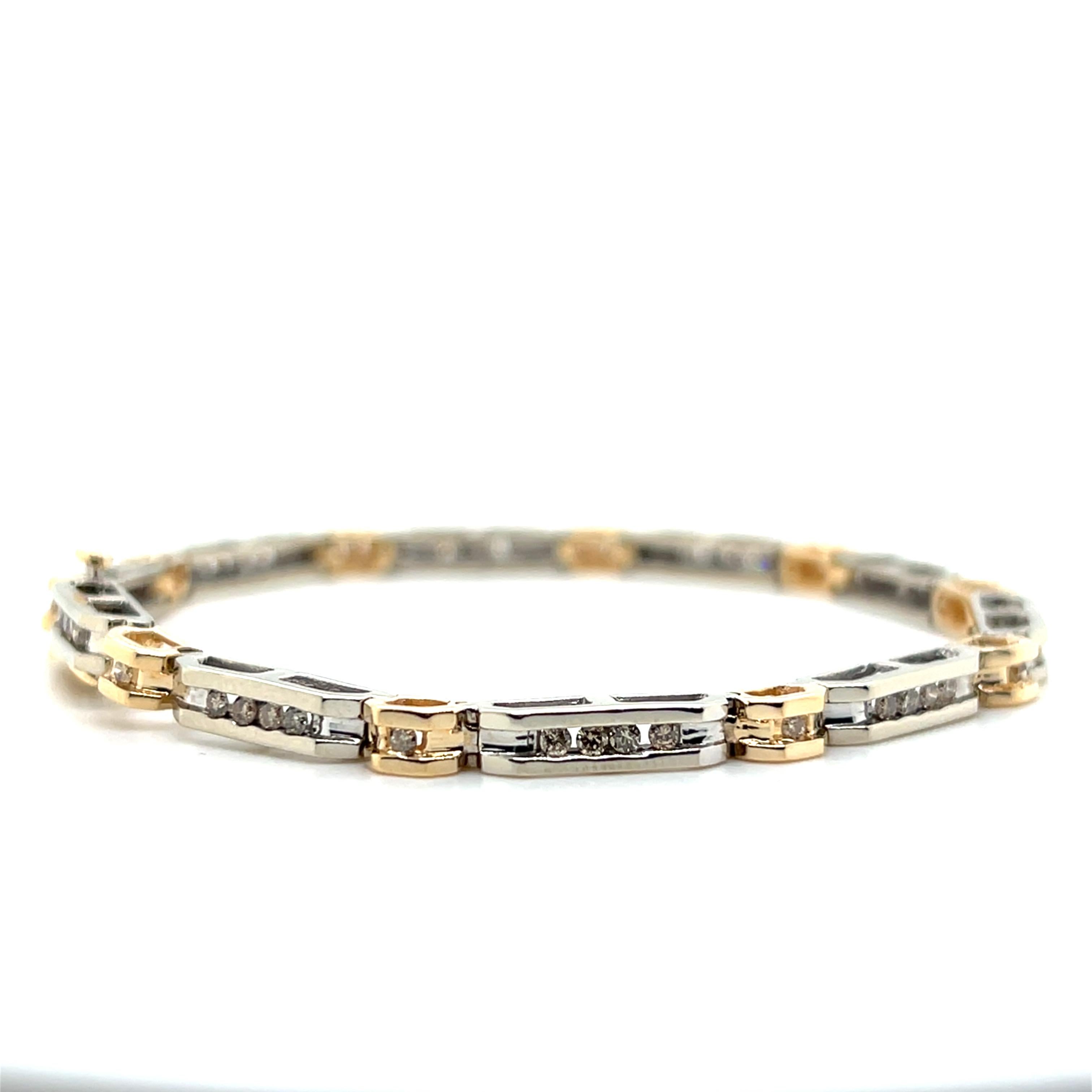 Contemporain Bracelet contemporain en or bicolore 14k et diamant 1.00tcw 1990
