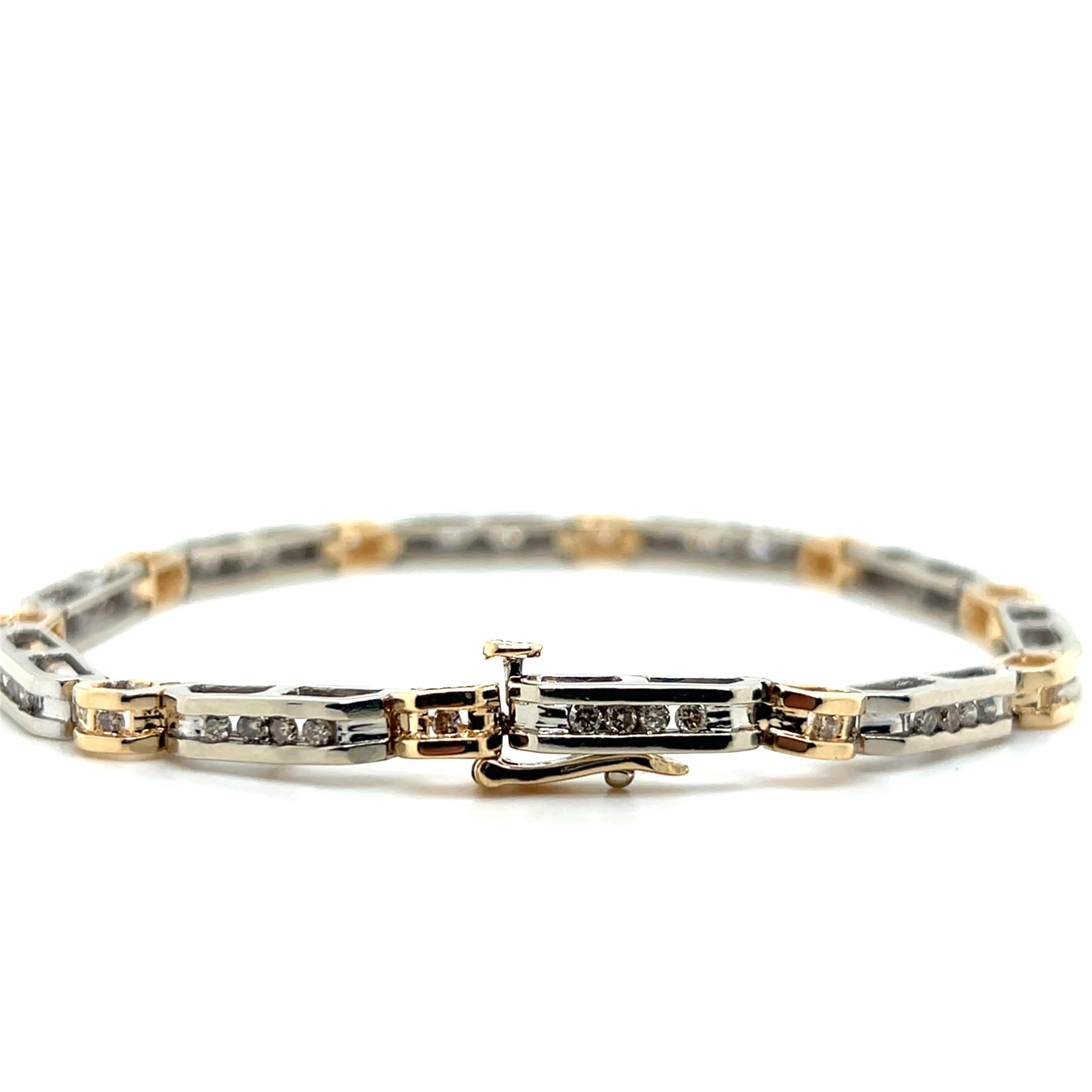 Bracelet contemporain en or bicolore 14k et diamant 1.00tcw 1990 Unisexe 