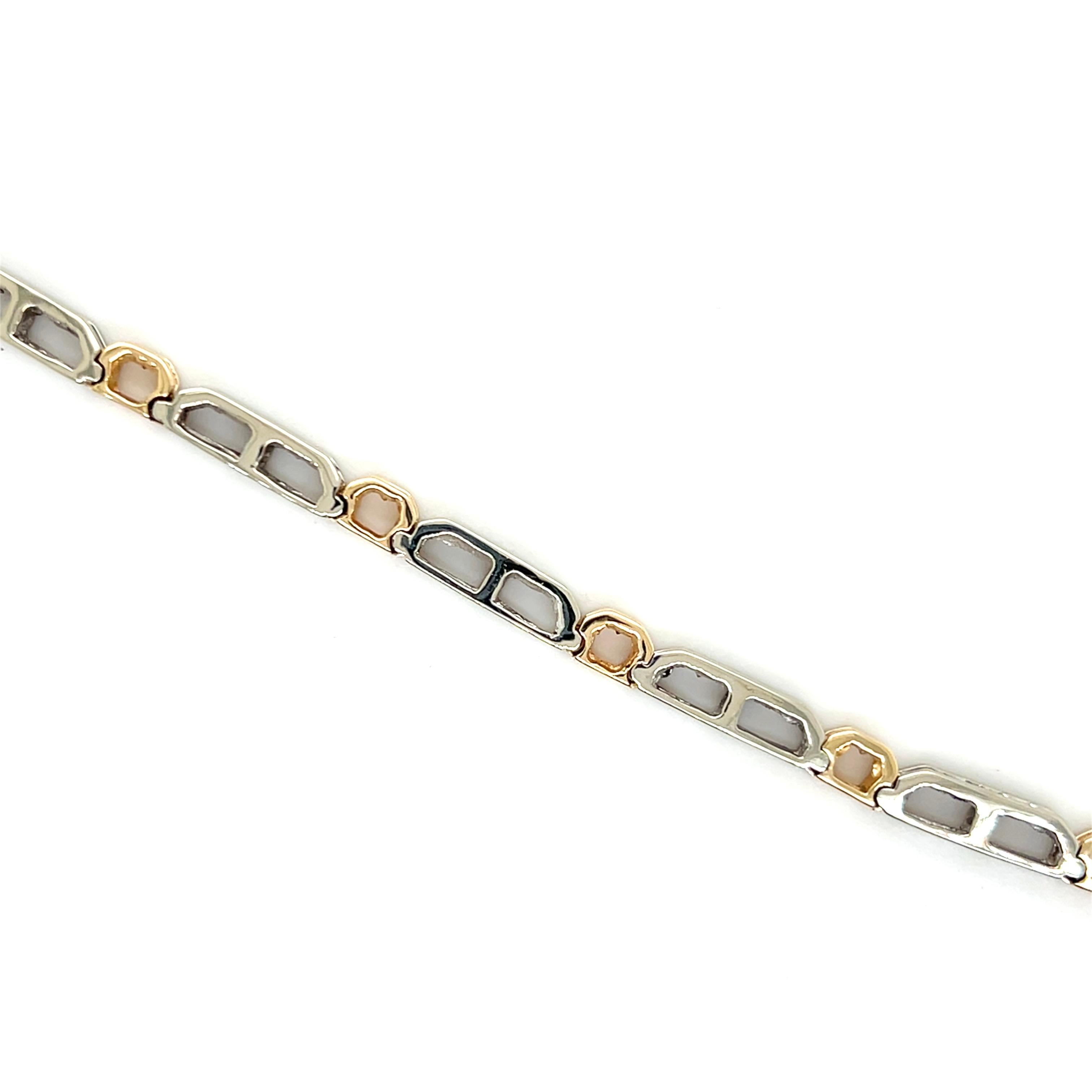 Bracelet contemporain en or bicolore 14k et diamant 1.00tcw 1990 2