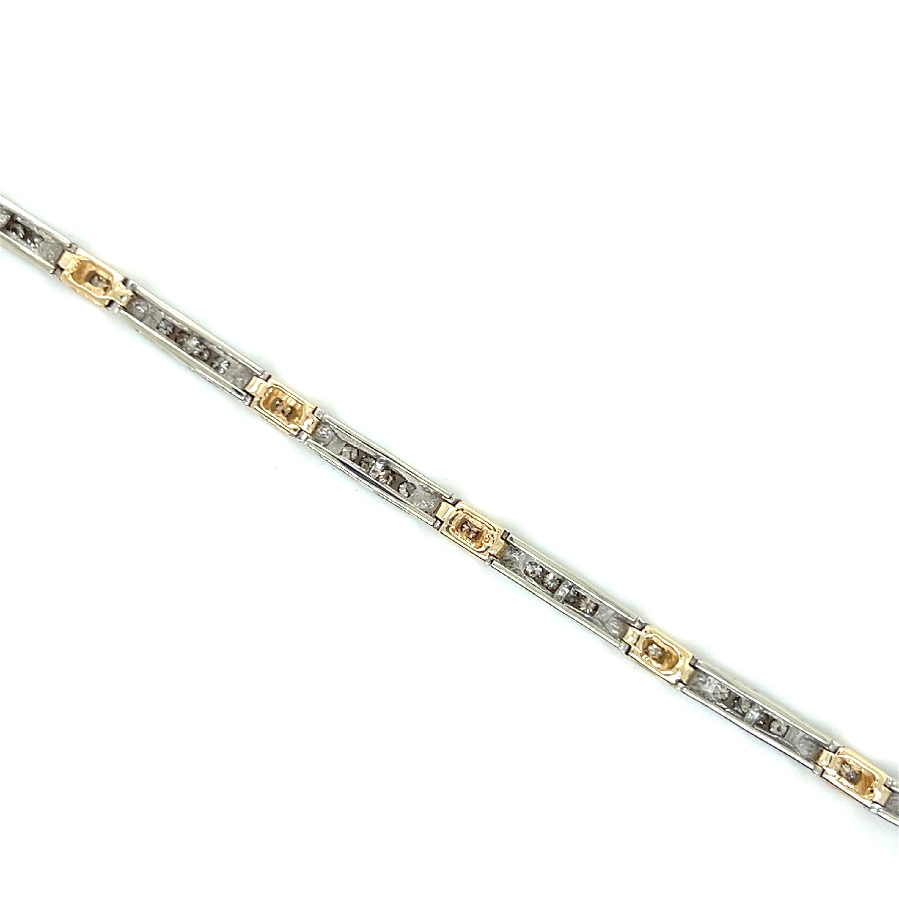 Bracelet contemporain en or bicolore 14k et diamant 1.00tcw 1990 3
