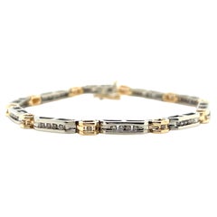 Contemporary 1.00tcw Diamond and 14k Two Tone Gold Line Bracelet 1990s