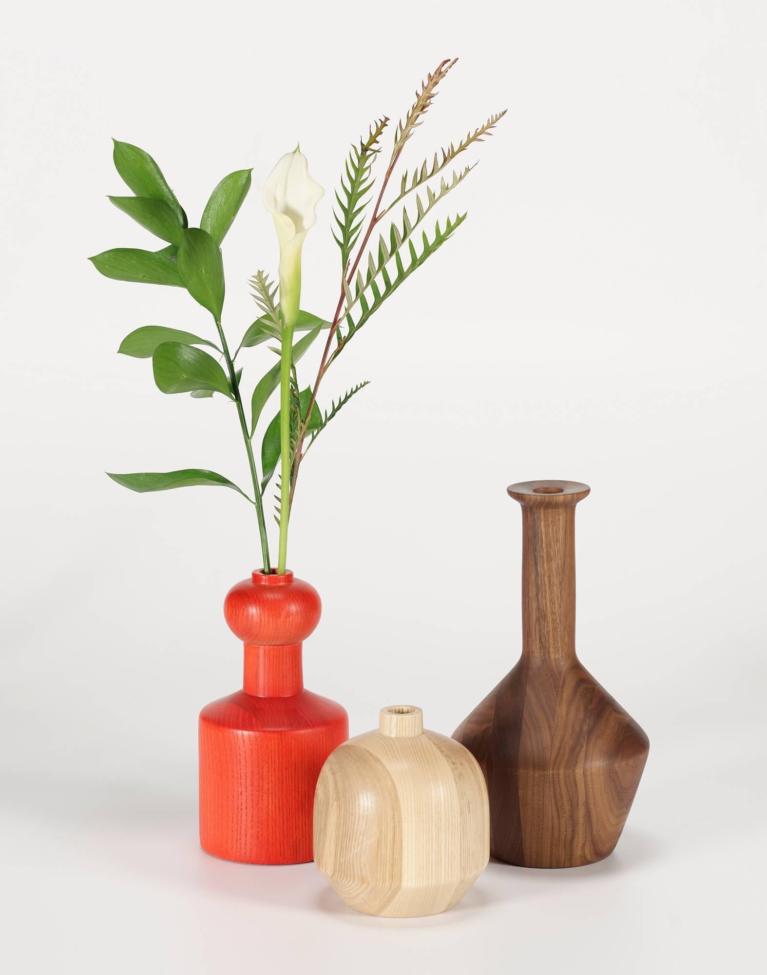 American Contemporary 100xbtr Eno Vases in Solid Ash or Walnut with Various Dye-Stains For Sale