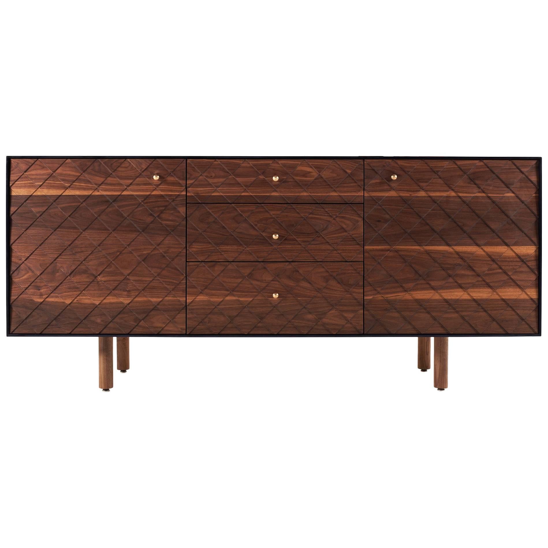 Contemporary 100xbtr Kragsyde Credenza in Solid Walnut and Paperstone For Sale
