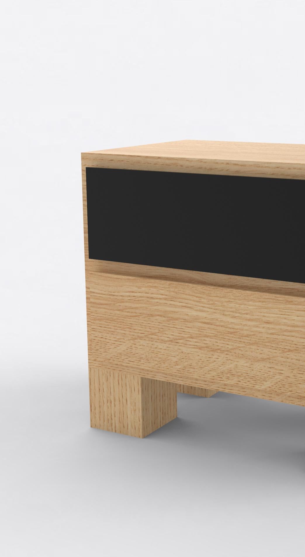 Contemporary 101 Bedside in Oak and Black by Orphan Work For Sale 1