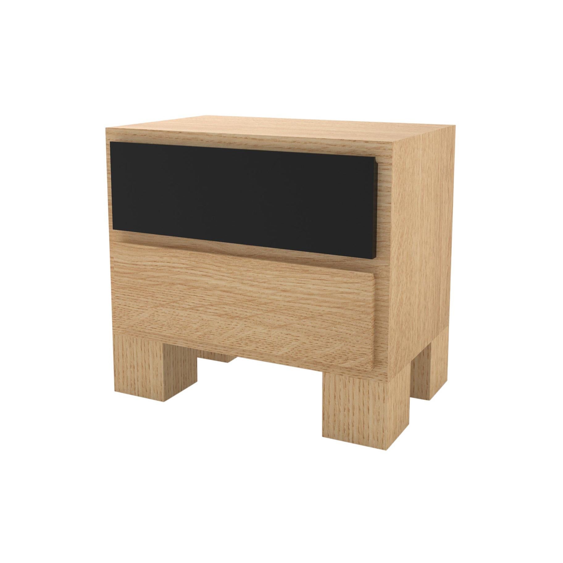 Contemporary 101 Bedside in Oak and Black by Orphan Work