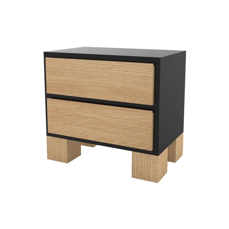 Contemporary 101 Bedside in Oak and Black by Orphan Work For Sale