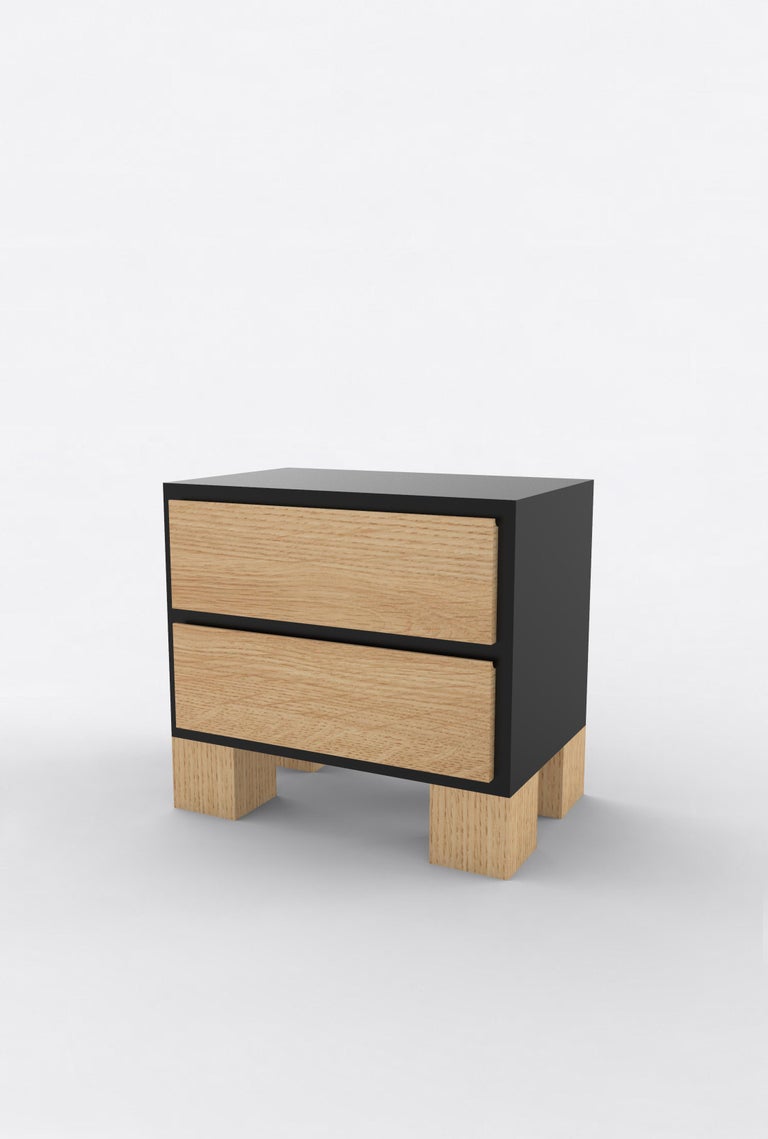 Orphan work 101 Bedside
Shown in oak and black.
Available in natural oak with painted body
Measures: 24” W x 15” D x 22” H
2 drawers

Orphan work is designed to complement in the heart of Soho, New York City. Each piece is handmade in New York and