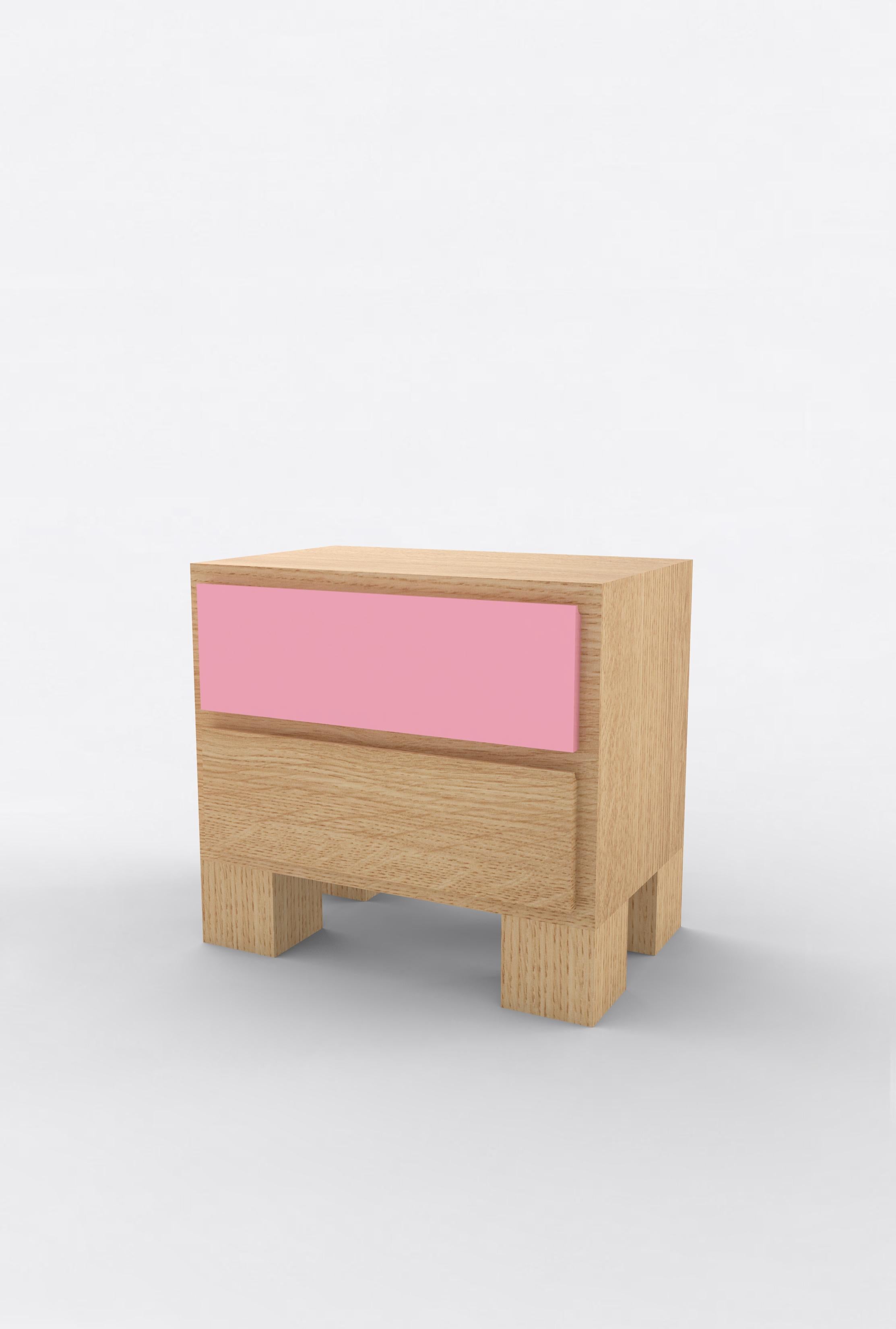 Post-Modern Contemporary 101 Bedside in Oak and Color by Orphan Work, 2020 For Sale
