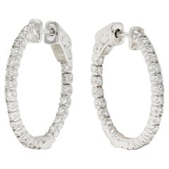 Contemporary 1.01 CTW Diamant 14 Karat Weißgold innen außen Hoop-Ohrring