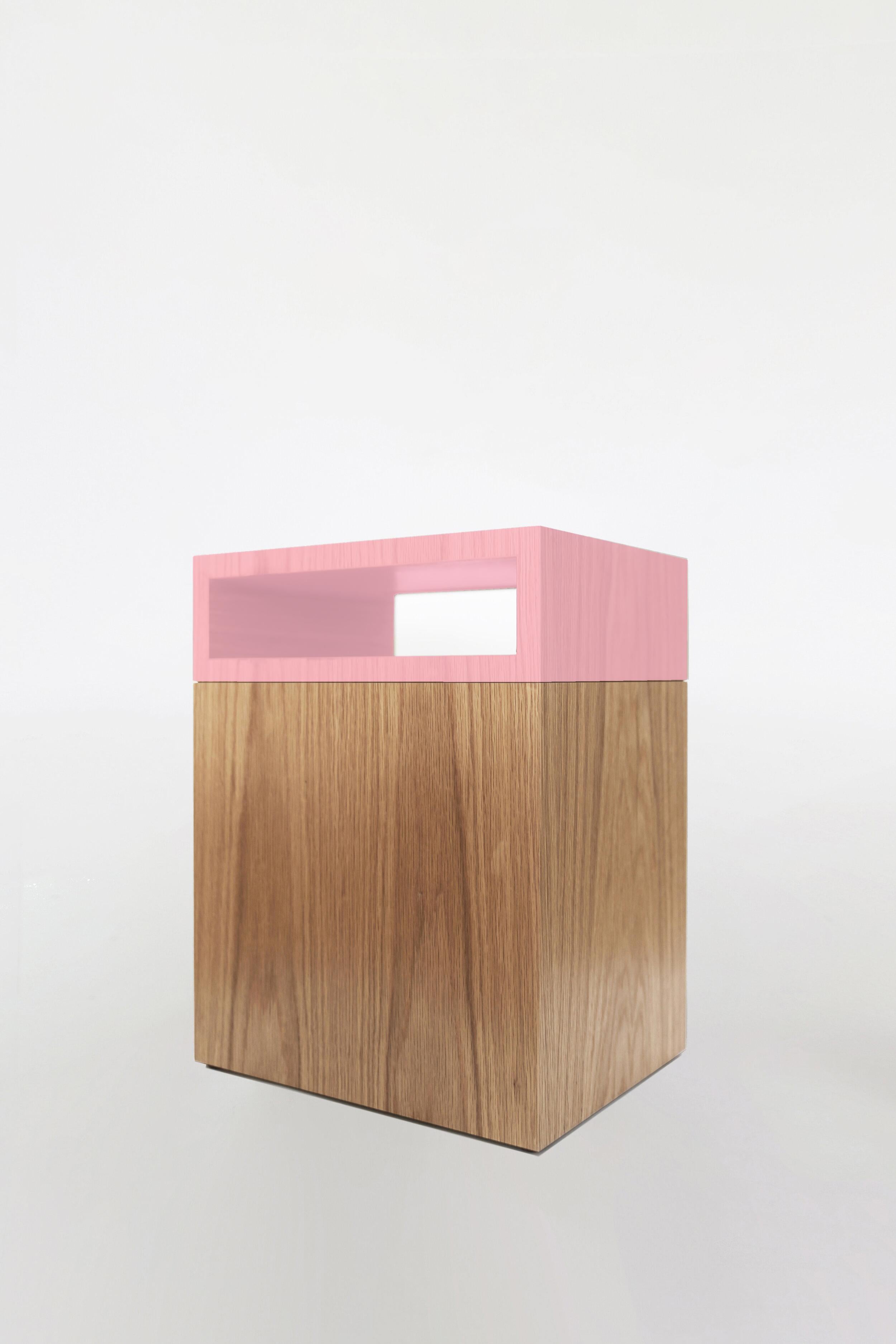 Post-Modern Contemporary 101C Side Table in Oak and Color by Orphan Work, 2020 For Sale