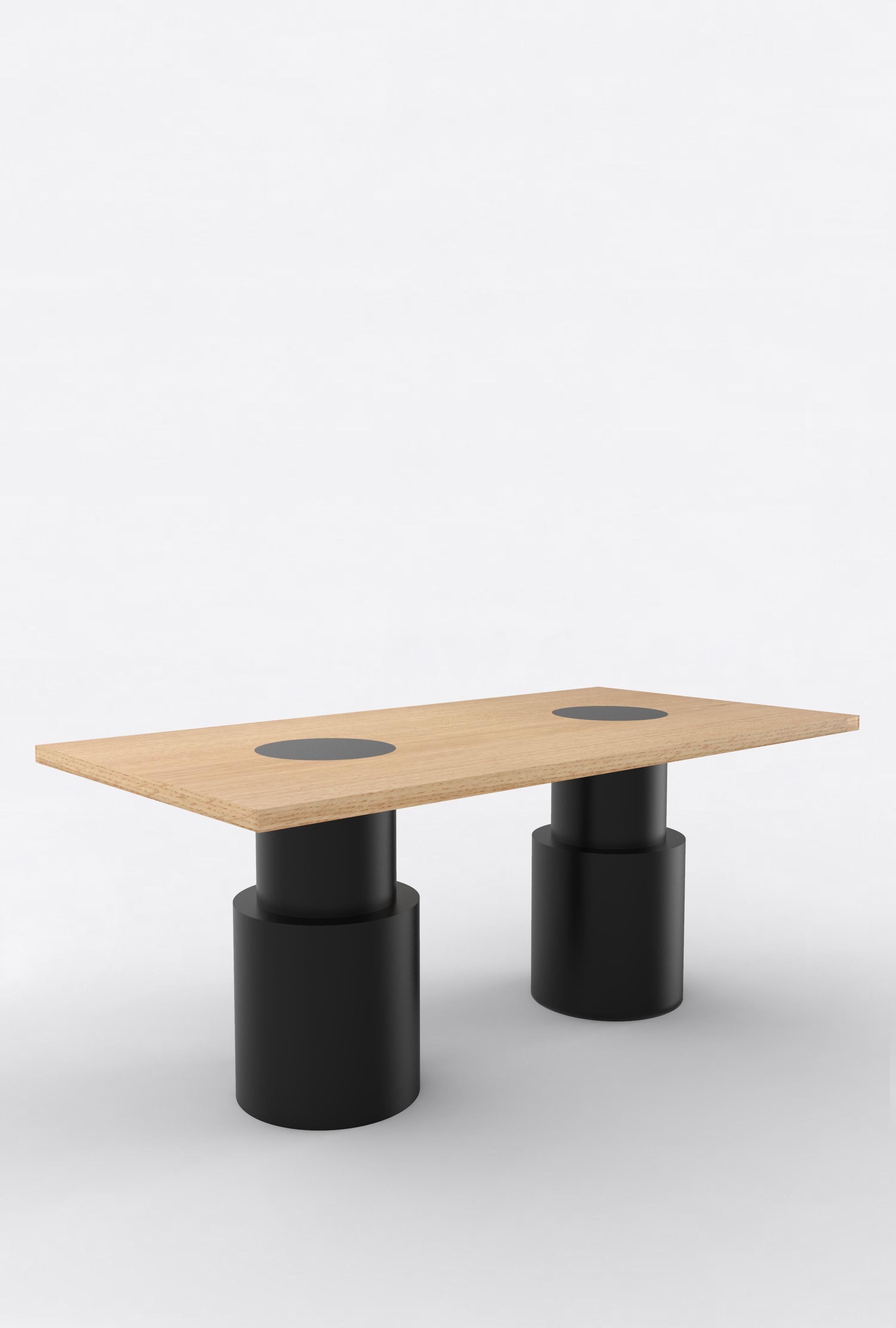 Post-Modern Contemporary 102 Dining Table in Oak and Black by Orphan Work For Sale