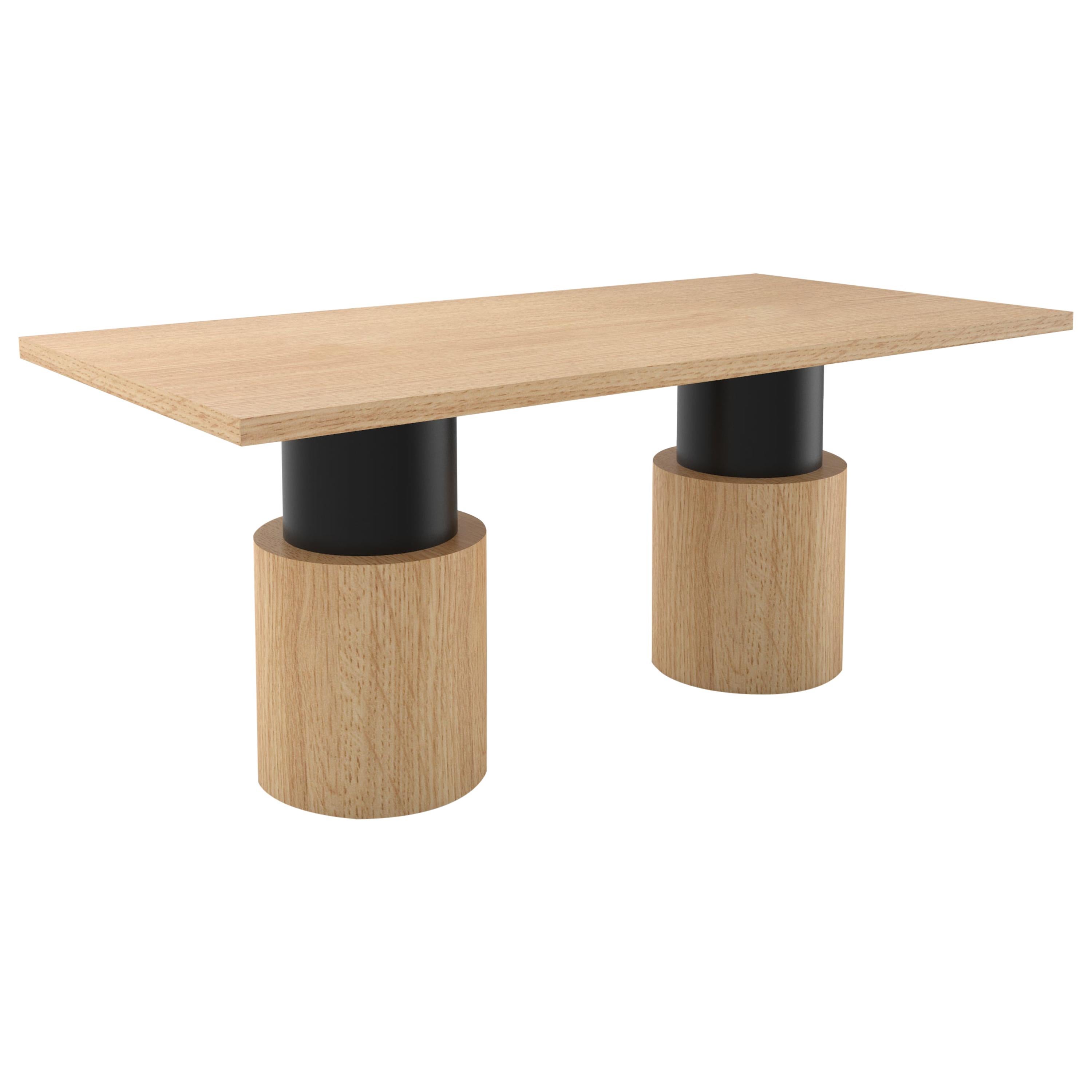 Contemporary 102 Dining Table in Oak and Black by Orphan Work