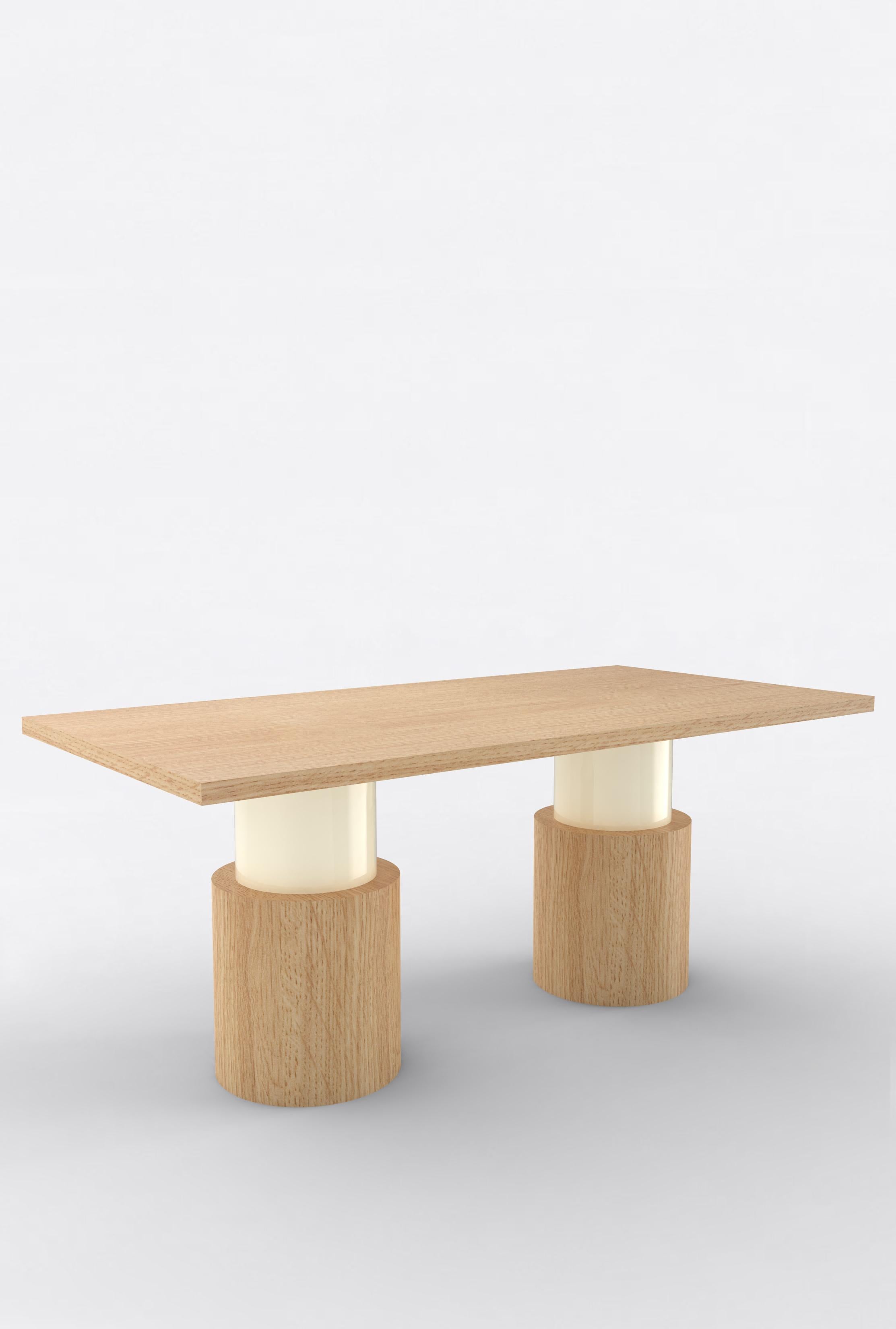 Post-Modern Contemporary 102 Dining Table in Oak and White by Orphan Work For Sale