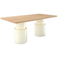 Contemporary 102 Dining Table in Oak and White by Orphan Work
