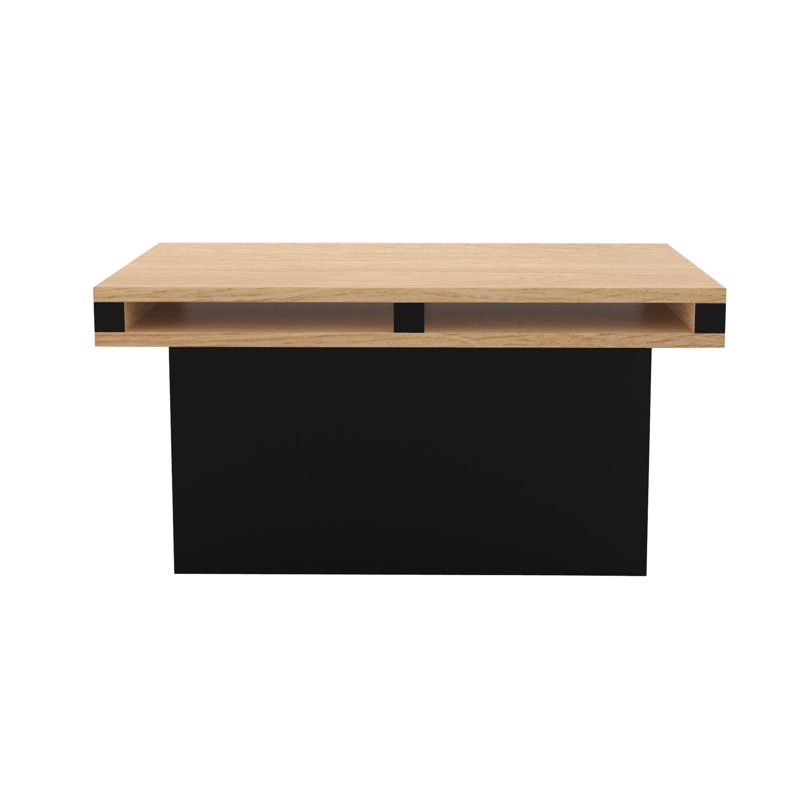 Contemporary 102 End Table in Oak and Black by Orphan Work For Sale