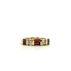 Contemporary 1.02 tcw Ruby 0.32tcw Diamond 14k Yellow Gold Band