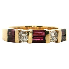 Contemporary 1.02 tcw Ruby 0.32tcw Diamond 14k Yellow Gold Band