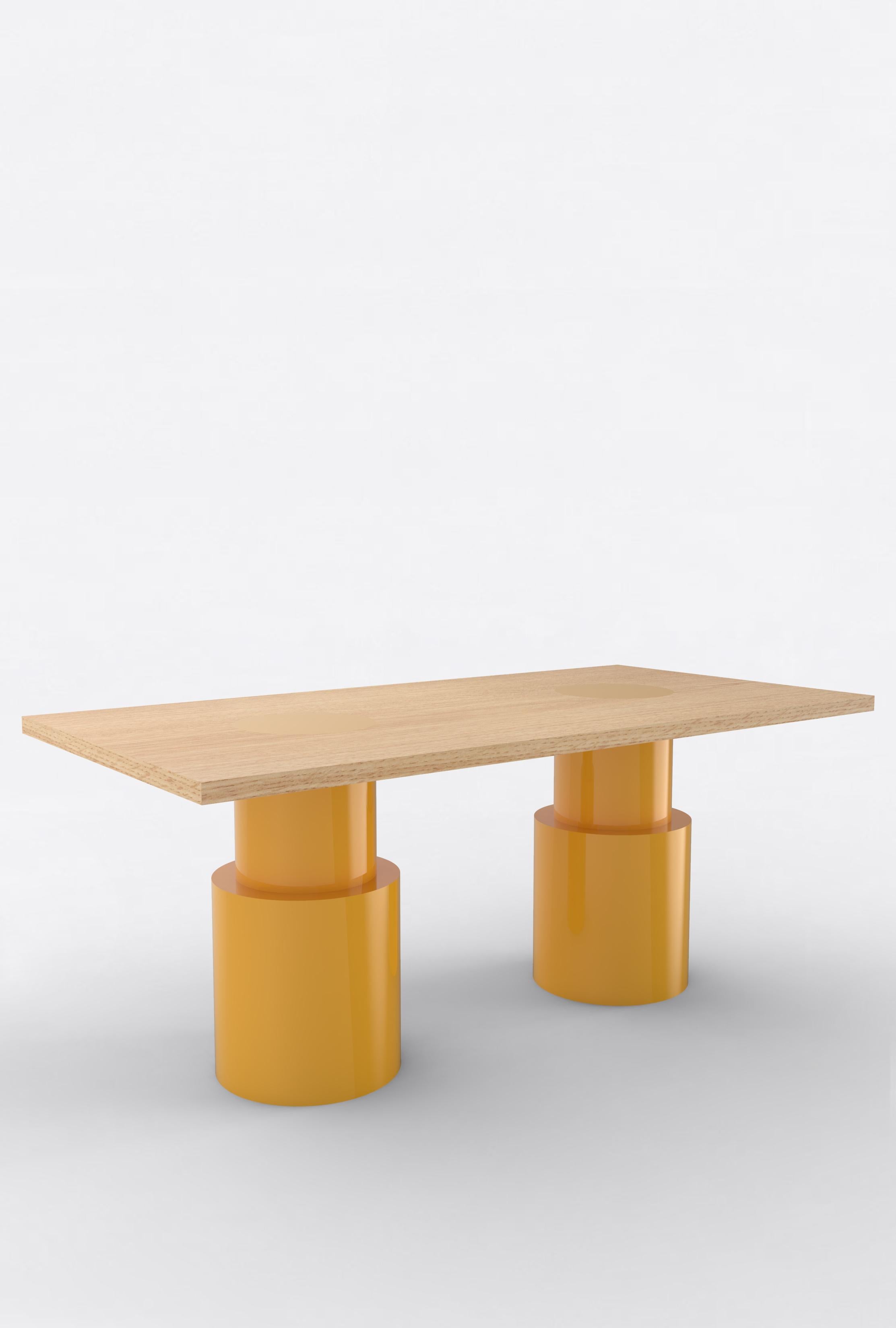 Contemporary 102C Dining Table in Oak and Color by Orphan Work, 2020 In New Condition For Sale In Los Angeles, CA