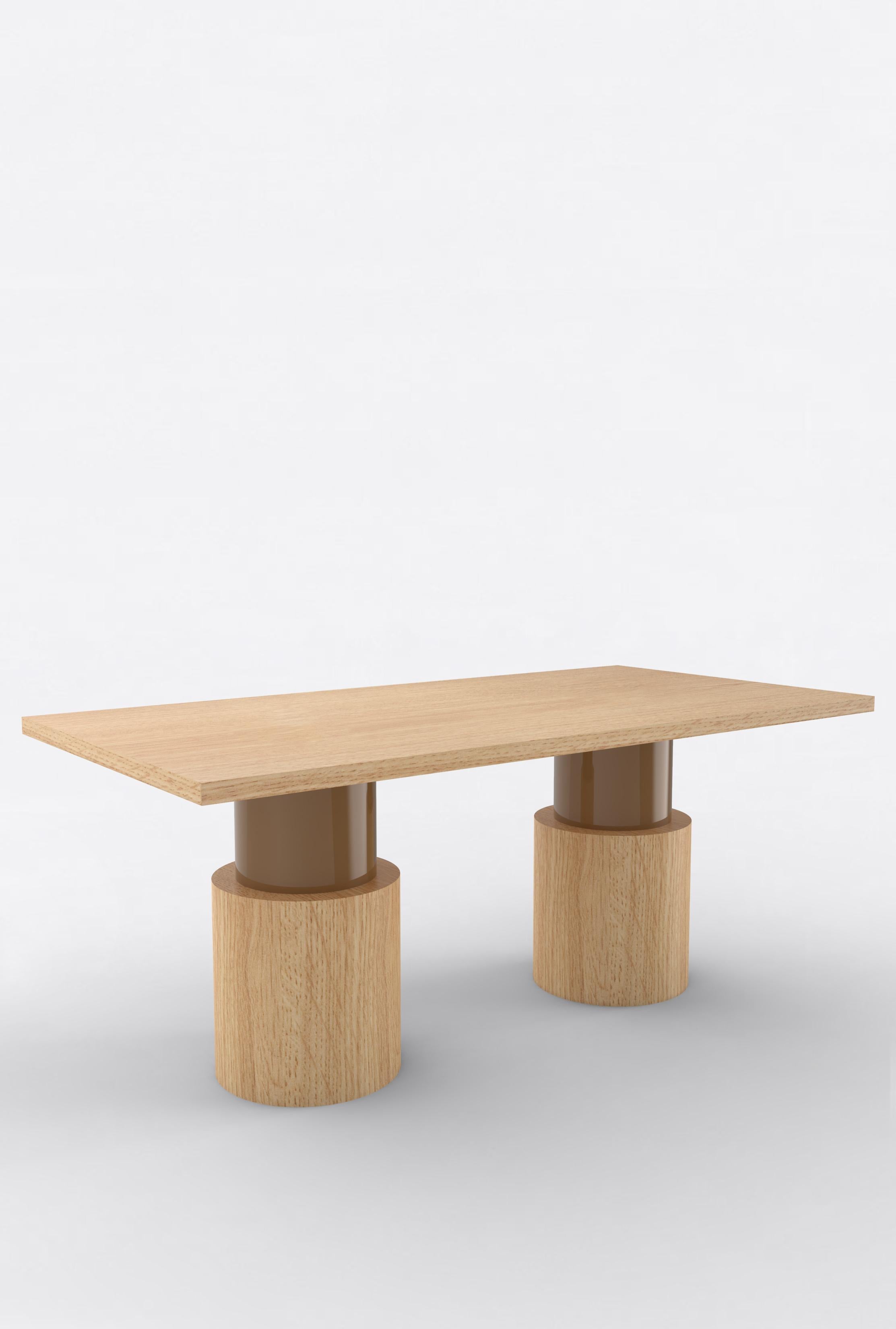 Orphan work 102C Dining Table, 2020
Shown in oak and color
Available with natural oak top with painted base.
Colors available: pink, mint, yellow, blue and brown.
Measures: 108” L x 36” W x 30” H
Dimensions available:
72” L x 36” W x 30” H
84” L x