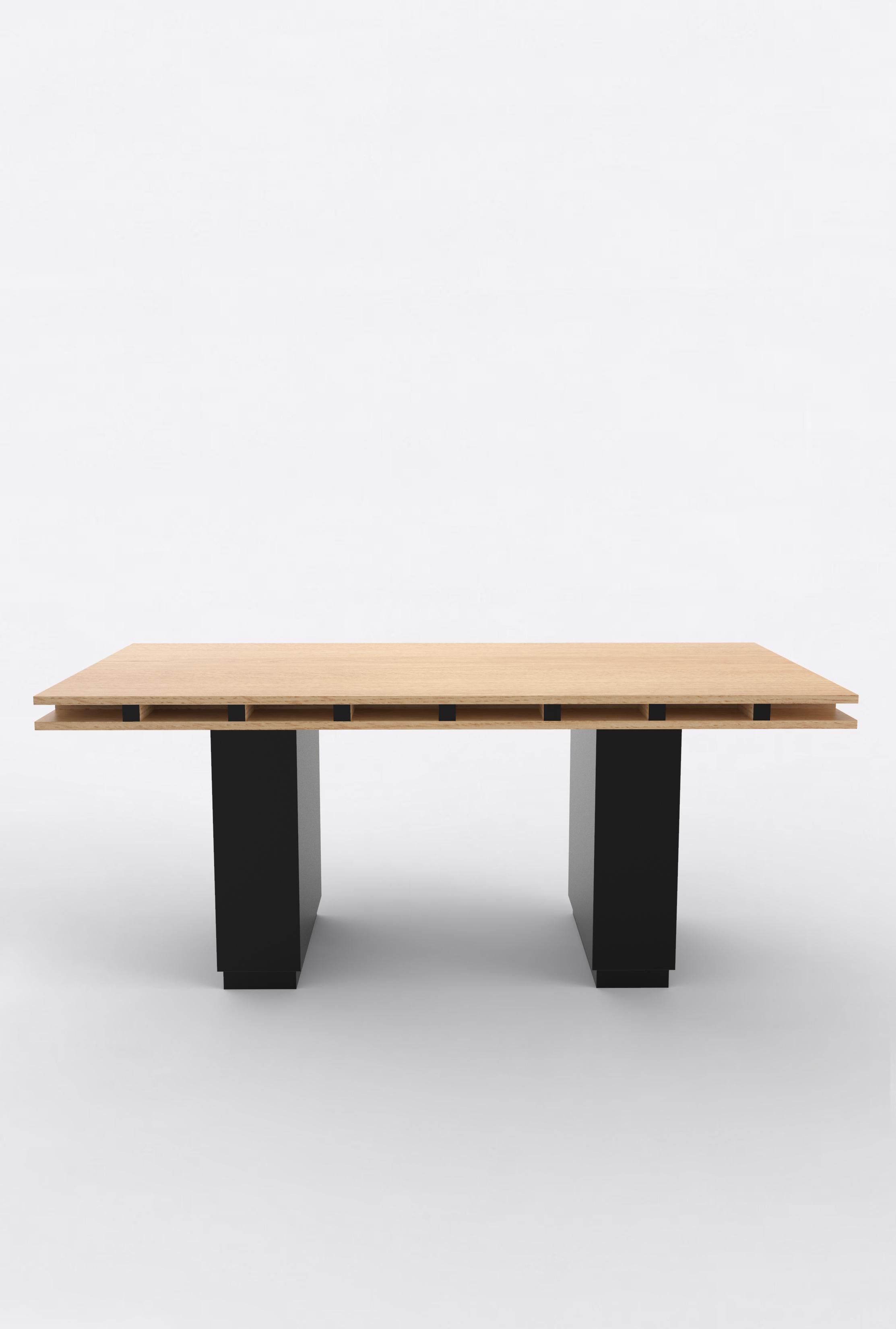 Post-Modern Contemporary 103 Dining Table in Oak and Black by Orphan Work For Sale