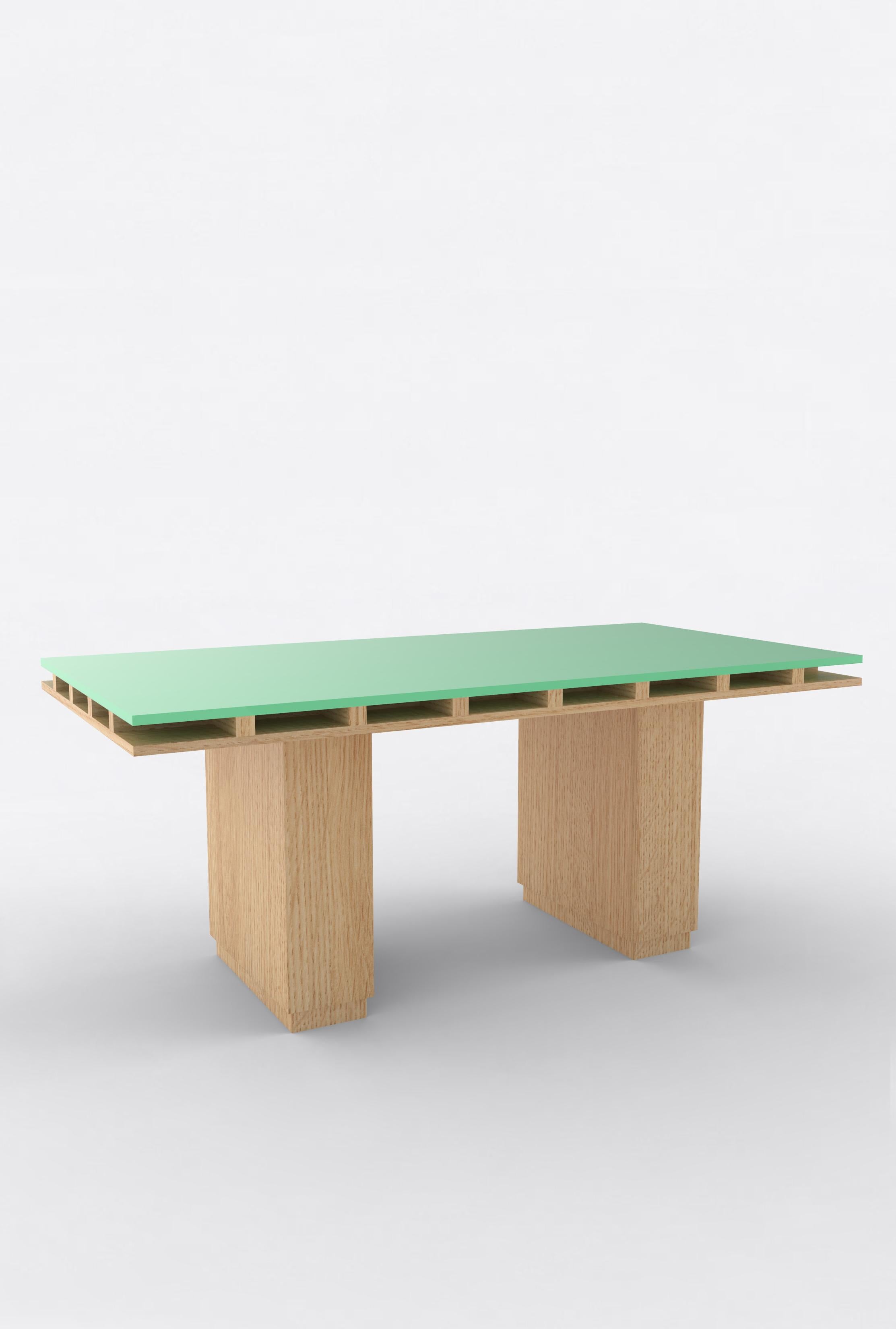 Contemporary 103 Dining Table in Oak and Color by Orphan Work, 2020 In New Condition For Sale In Los Angeles, CA