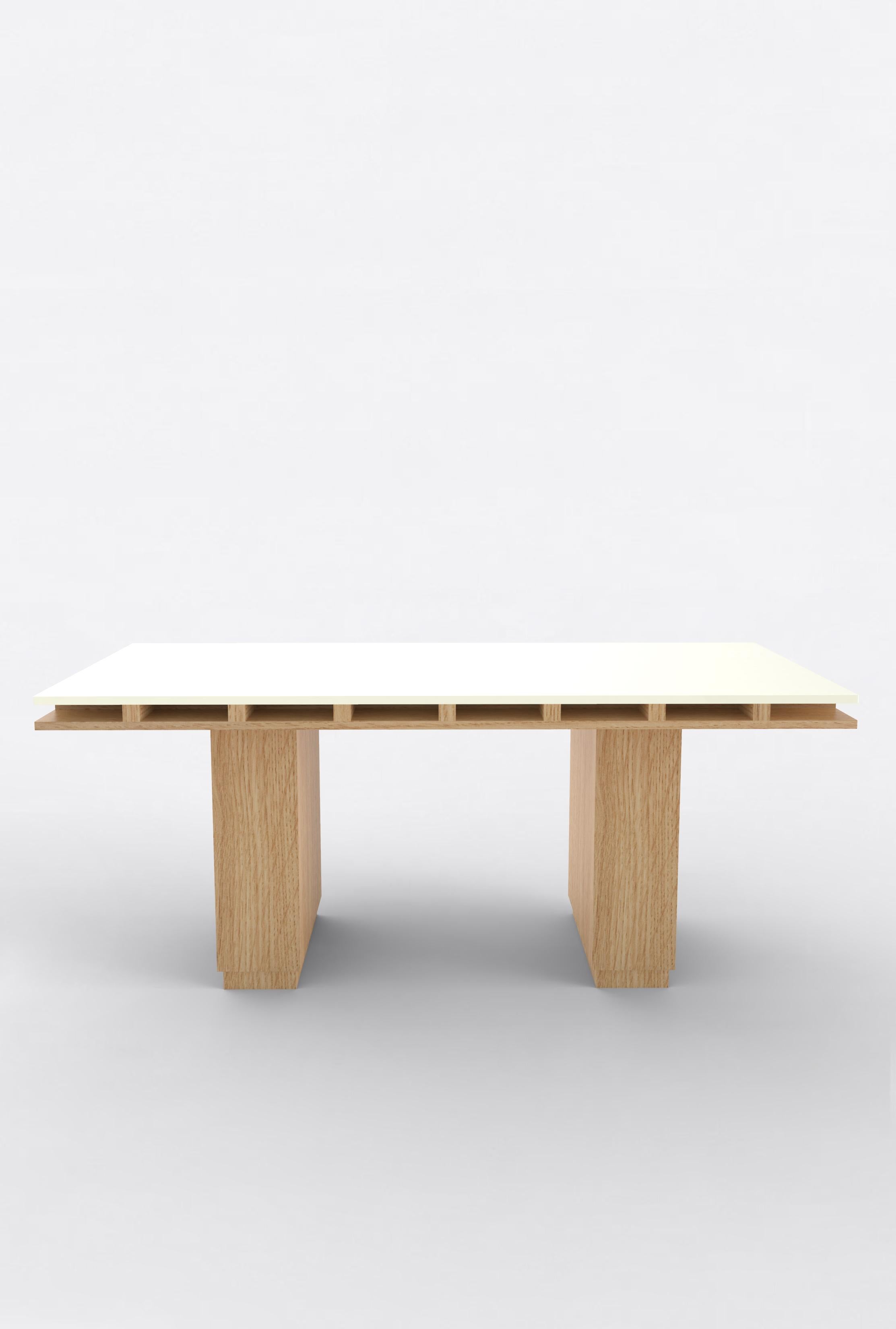 Post-Modern Contemporary 103 Dining Table in Oak and White by Orphan Work For Sale