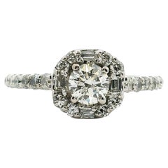 Contemporary 1.05 CTW 14 Karat White Gold Cushion Halo Diamond Engagement Ring