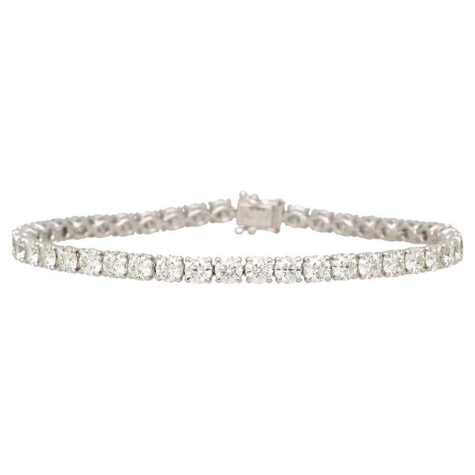 Contemporary Sapphire and Diamond Line Tennis Bracelet Set in 18k White ...