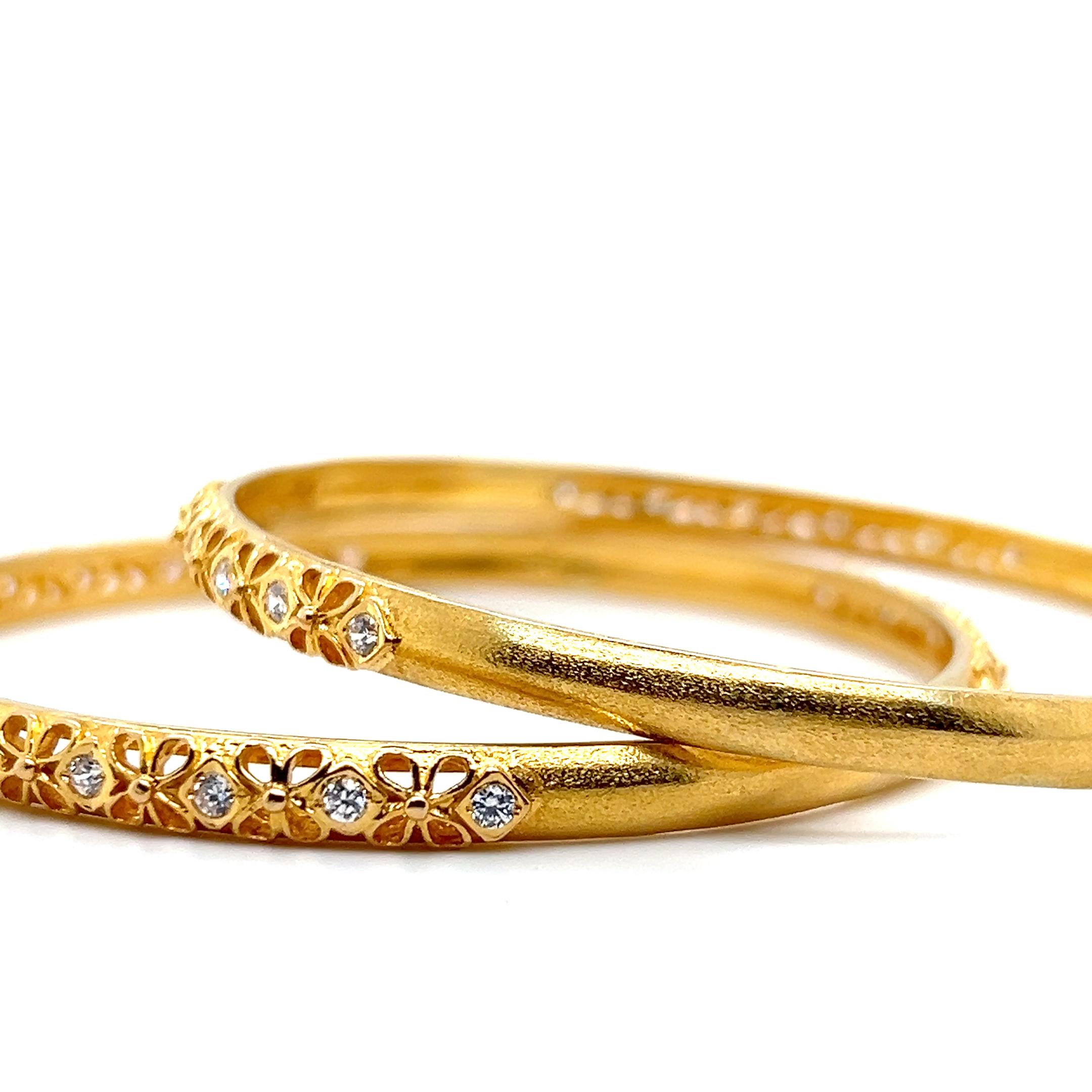 Bracelet contemporain en or jaune 18 carats et diamant 1,08 TCW en vente 3