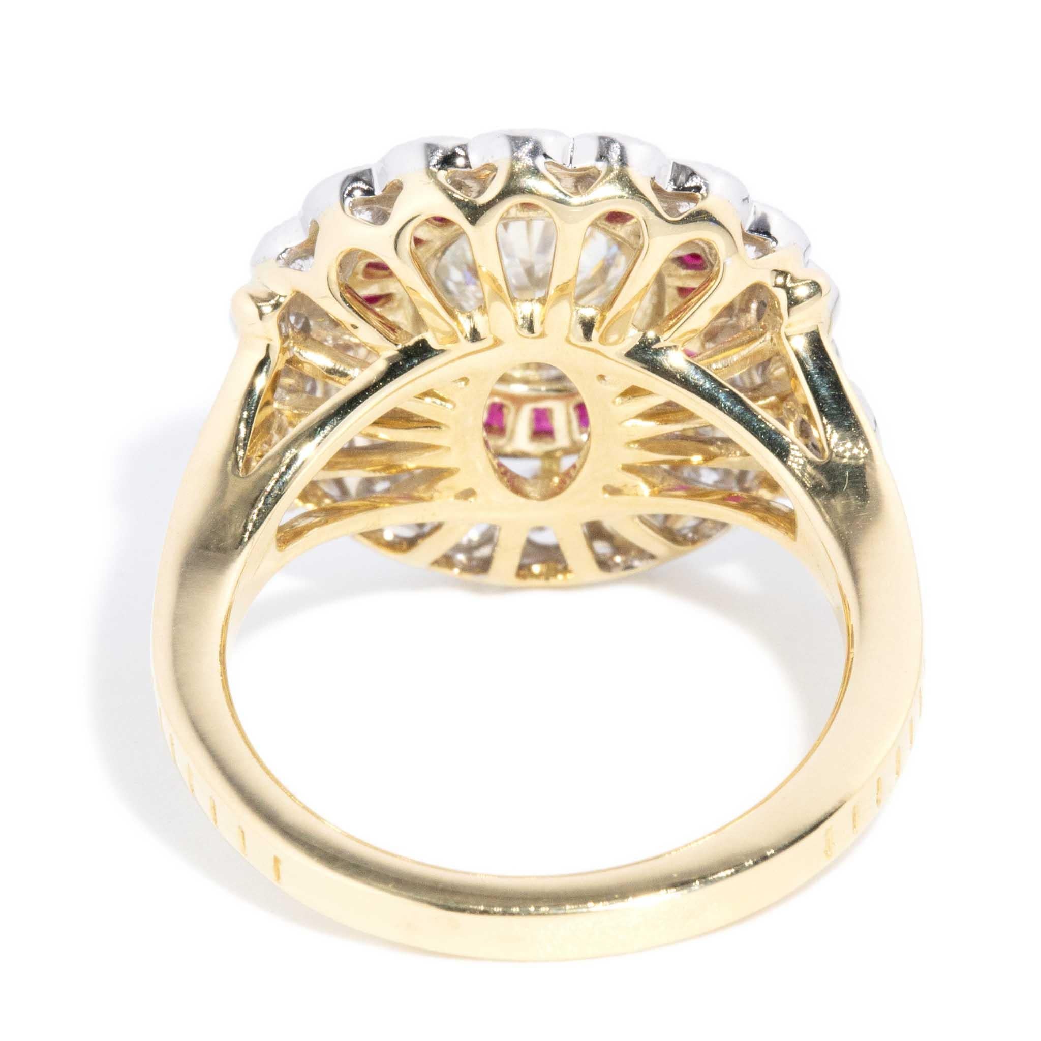 Anillo contemporáneo de rubí de 1,10 quilates y diamante de 1,96 quilates, oro blanco de 18 quilates en venta 3