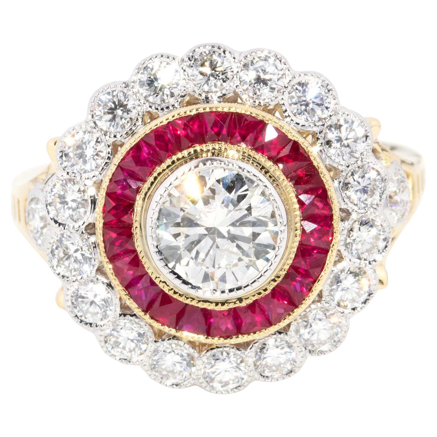 Contemporary 1.10 Carat Ruby & 1.96 Carat Diamond Ring 18 Carat White Gold