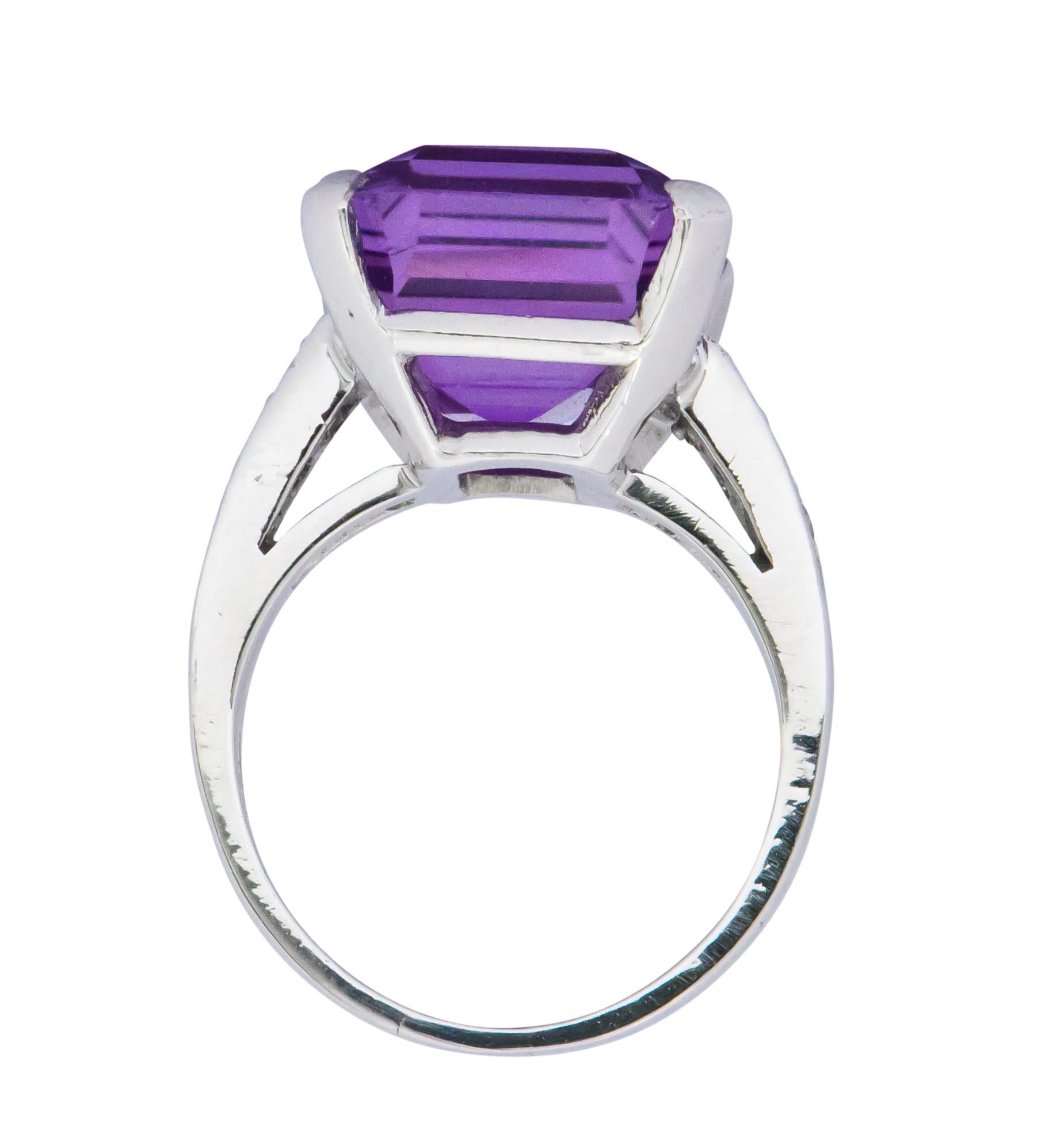 Women's or Men's Contemporary 11.00 Carat Amethyst Diamond Platinum Cocktail Ring