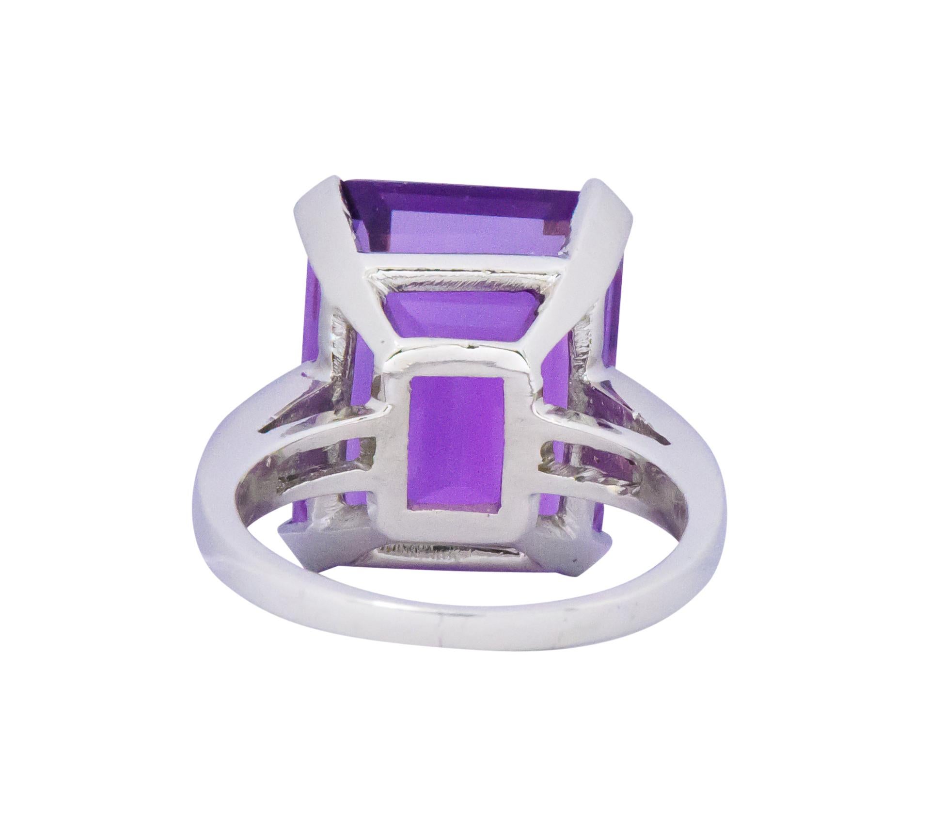 Contemporary 11.00 Carat Amethyst Diamond Platinum Cocktail Ring 1