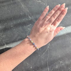 Contemporáneo 11.02 CTW Zafiros Color Fiesta Diamante Pulsera Oro 18K