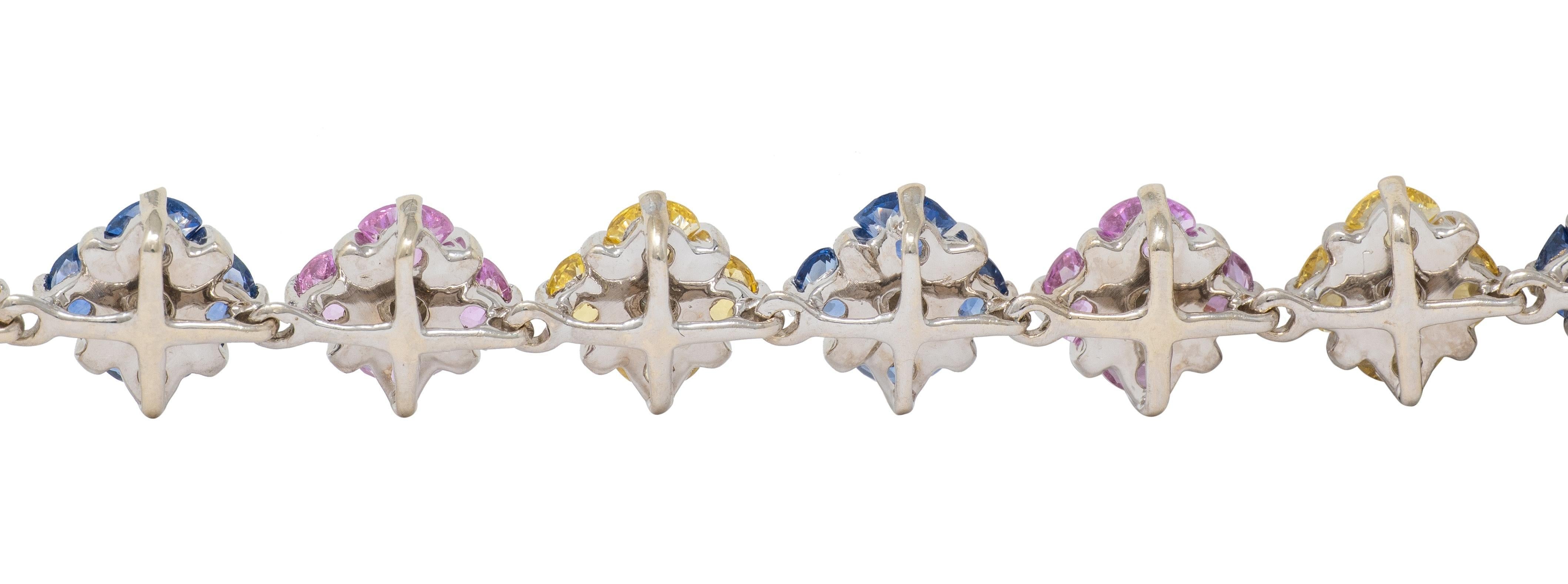 Contemporary 11.02 CTW Party Color Sapphires Diamond 18K Gold Bracelet en vente 1