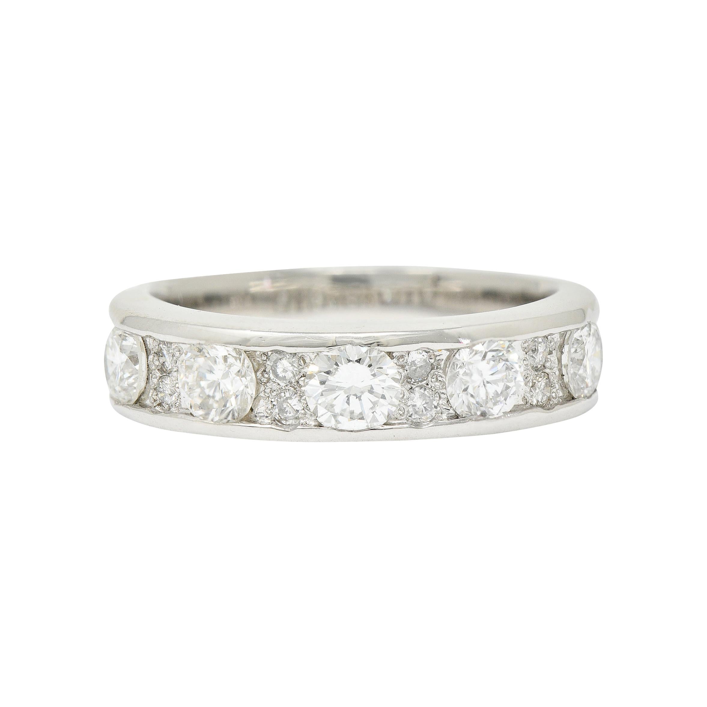 Contemporary 1.11 Carats Diamond Platinum Stacking Band Ring