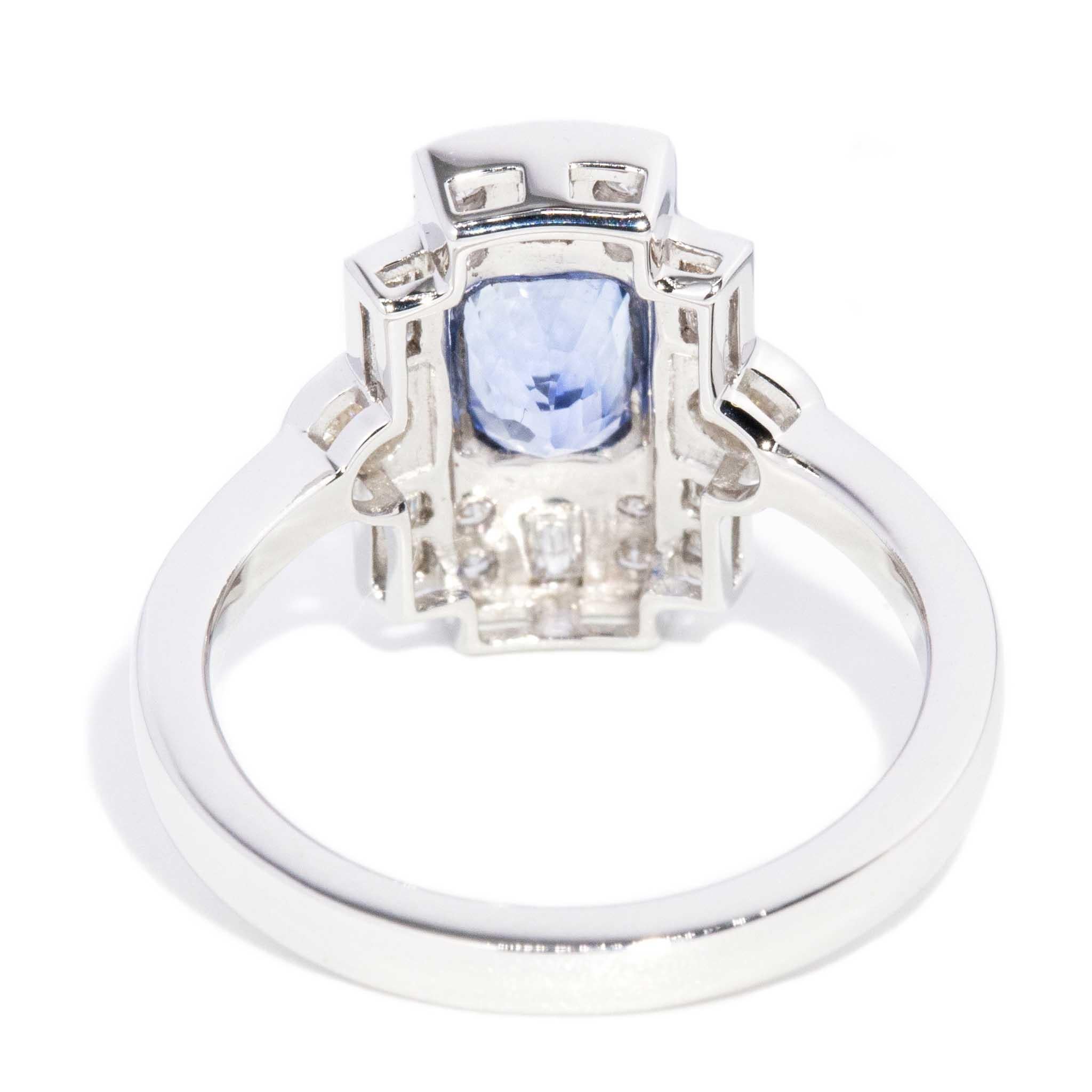 Anillo contemporáneo de zafiro de Ceilán y diamantes de 1,13 ct y oro blanco de 18 ct en venta 5