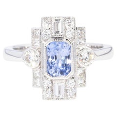 Contemporary 1,13ct Ceylon Saphir & Diamant Ring 18ct Weißgold