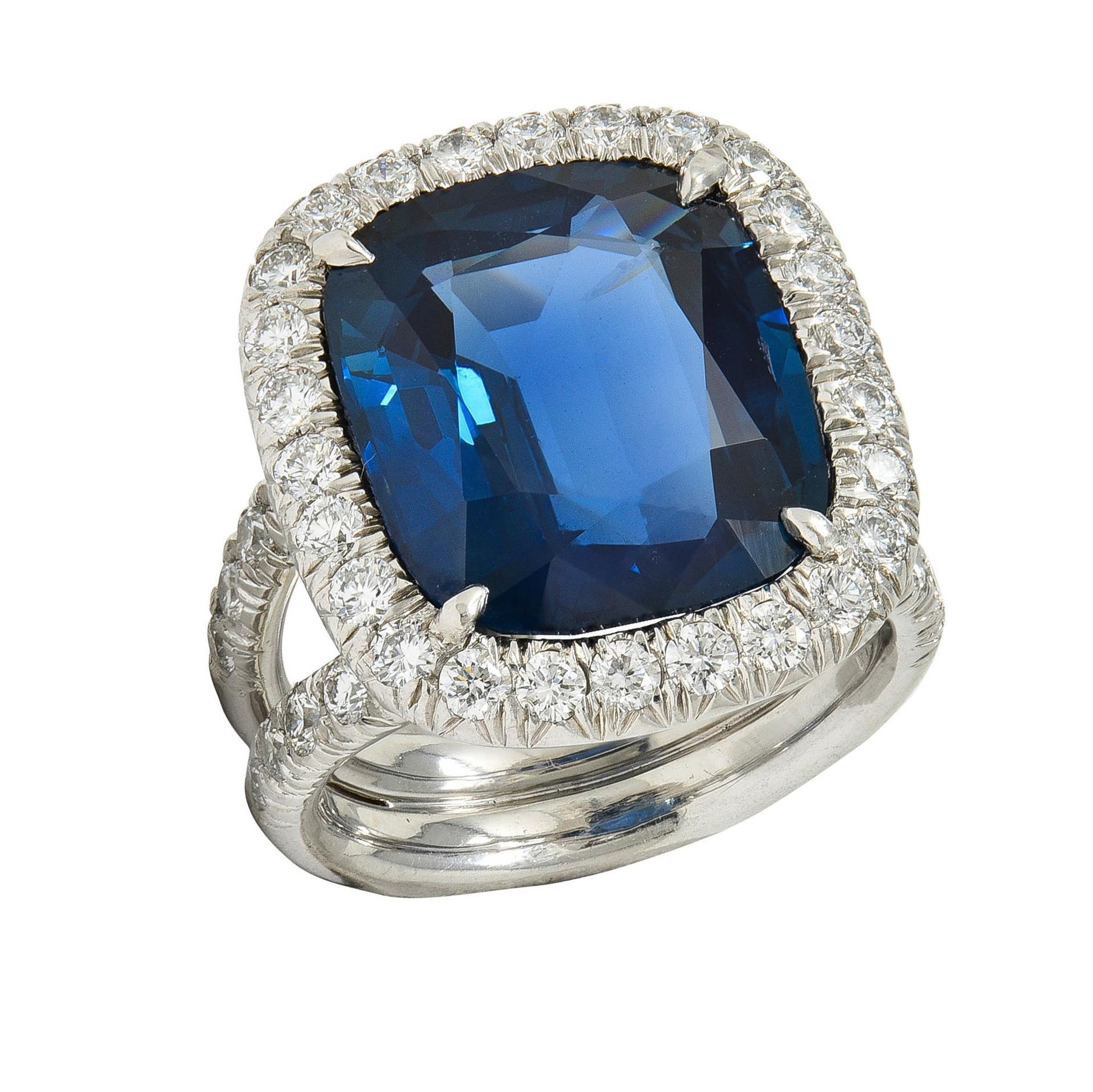Anello aureolato in platino con zaffiro senza calore 11,50 CTW AGL in vendita 6