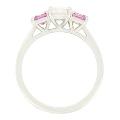 Contemporary 1.18ct Diamond and Pink Sapphire Three Stone Ring