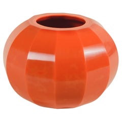 Contemporary 12 Facet Jarlet Vase in Persimmon by Robert Kuo, Limited Edition